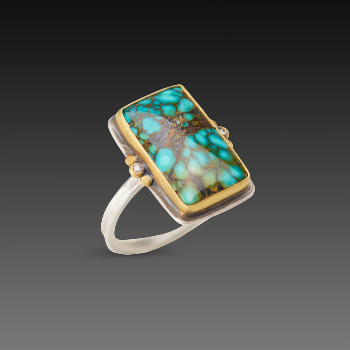 Turquoise Ring with Diamonds - Image 3