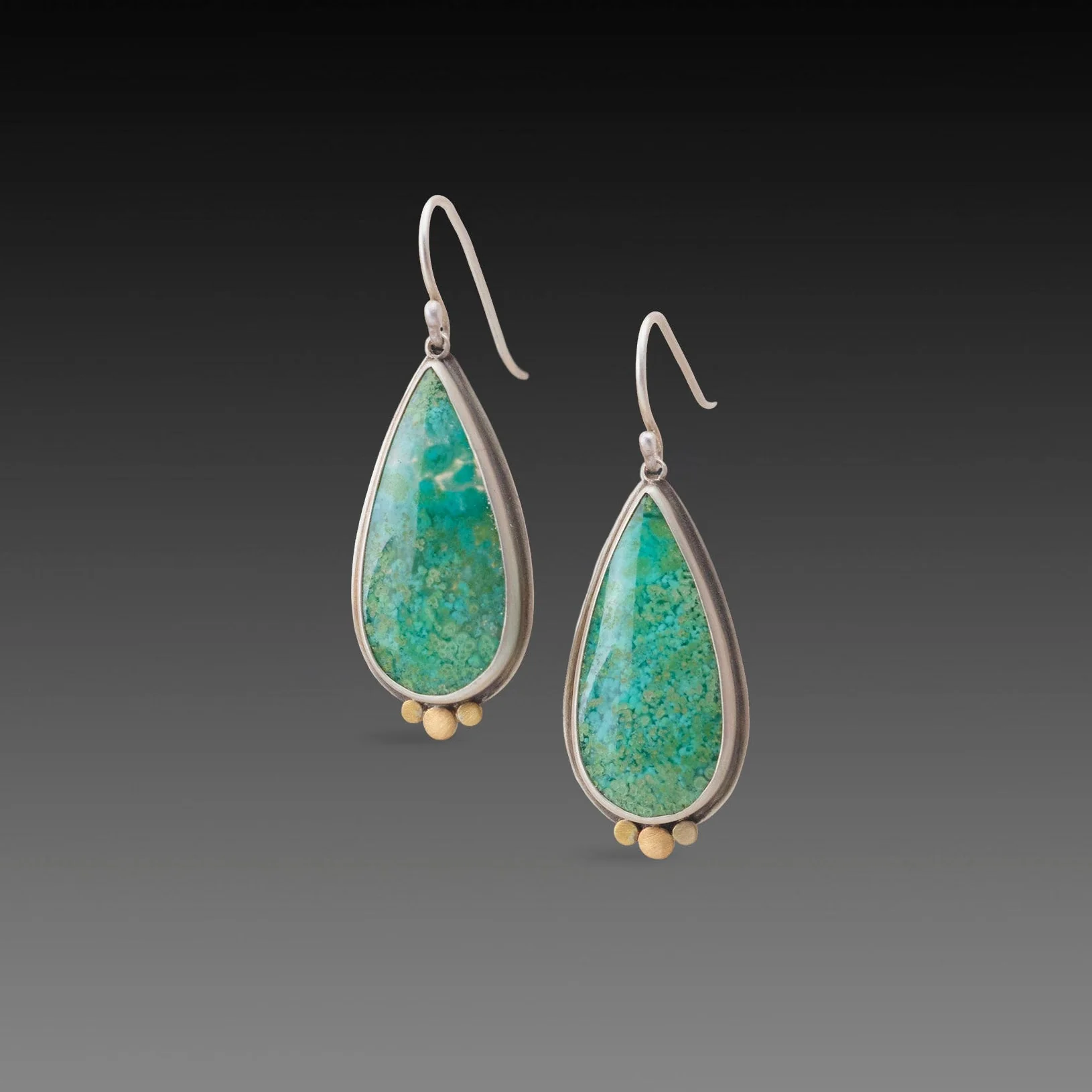 Turquoise Teardrop Earrings with Gold Trio