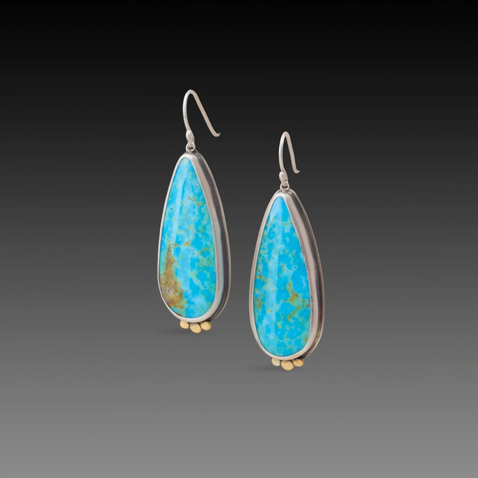 Turquoise Teardrop Earrings with Gold Trio