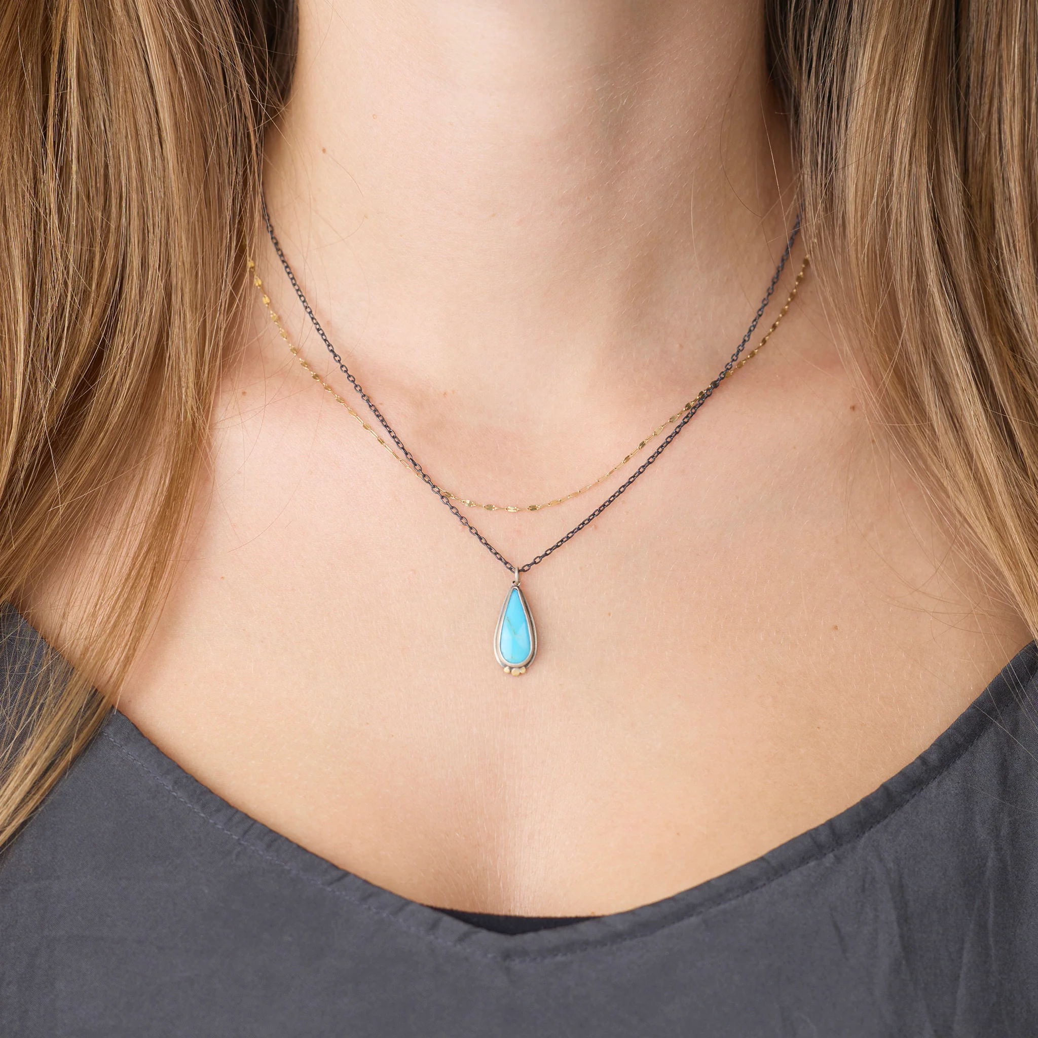Turquoise Teardrop Necklace - Image 2