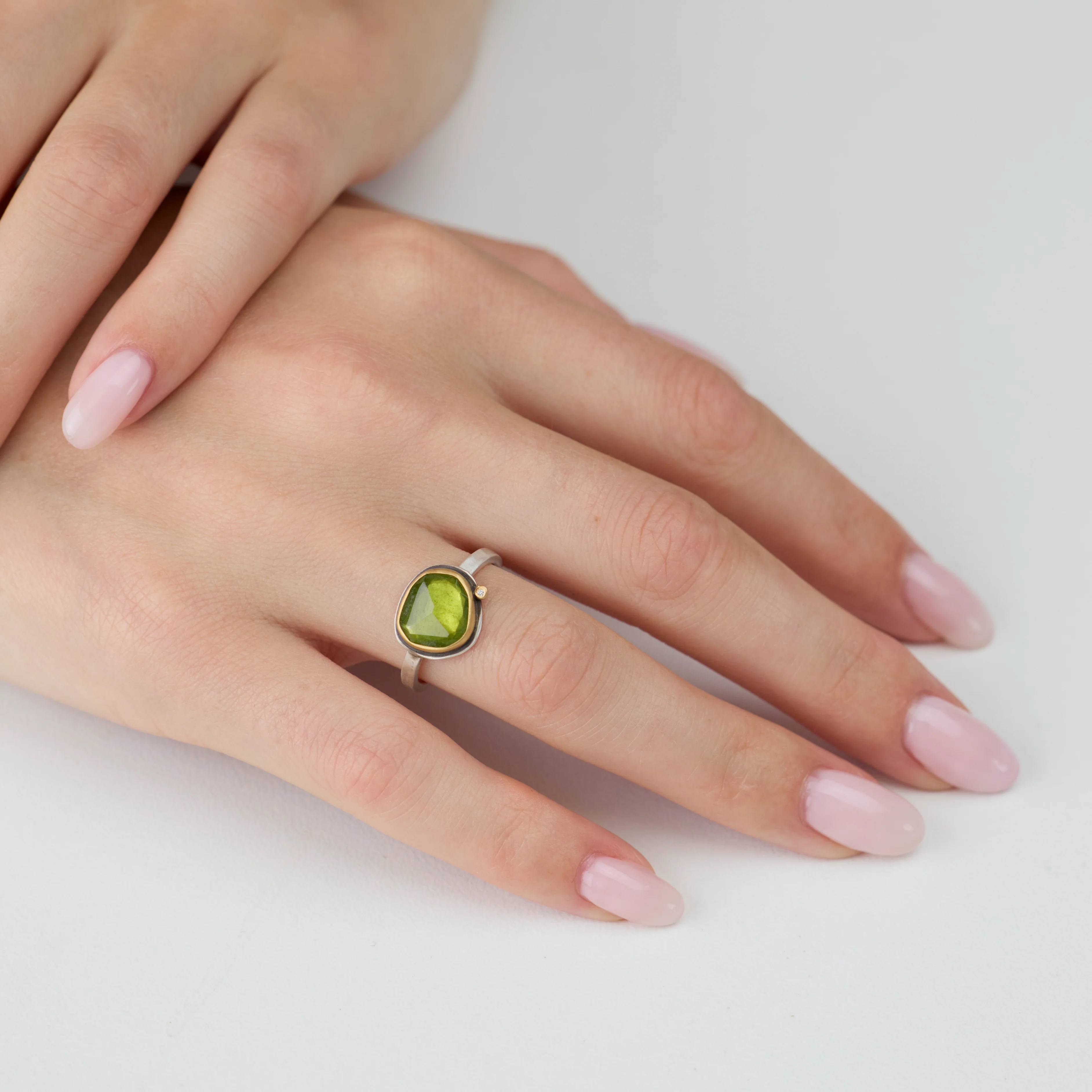 Vesuvianite Ring with Diamond Dot - Image 2