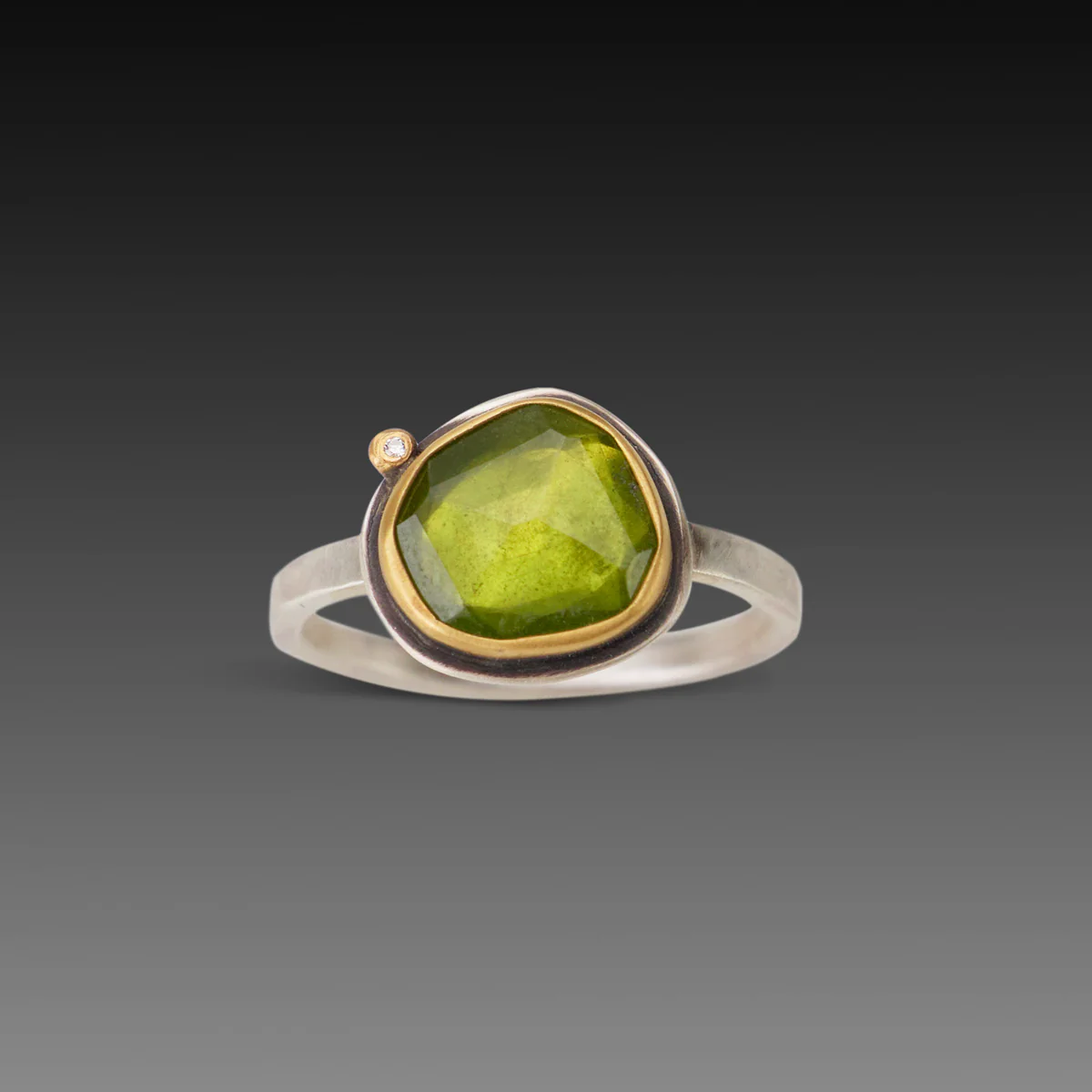 Vesuvianite Ring with Diamond Dot - Image 3