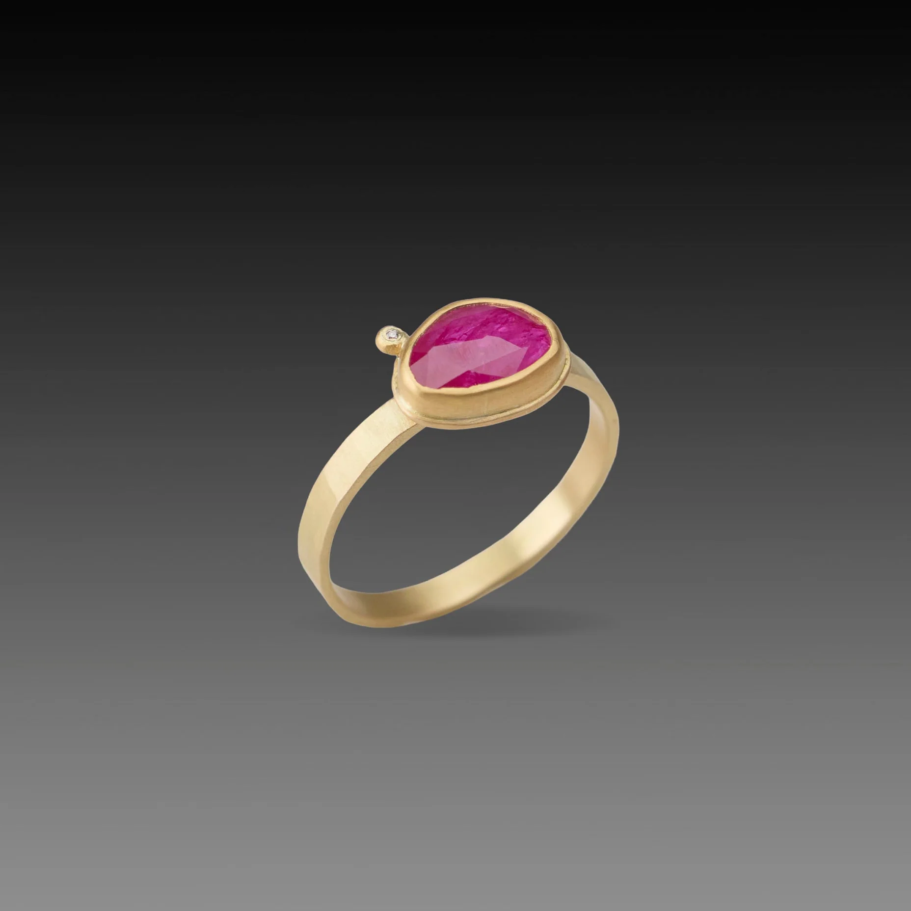 Vibrant Ruby Ring with Diamond Dot - Image 3