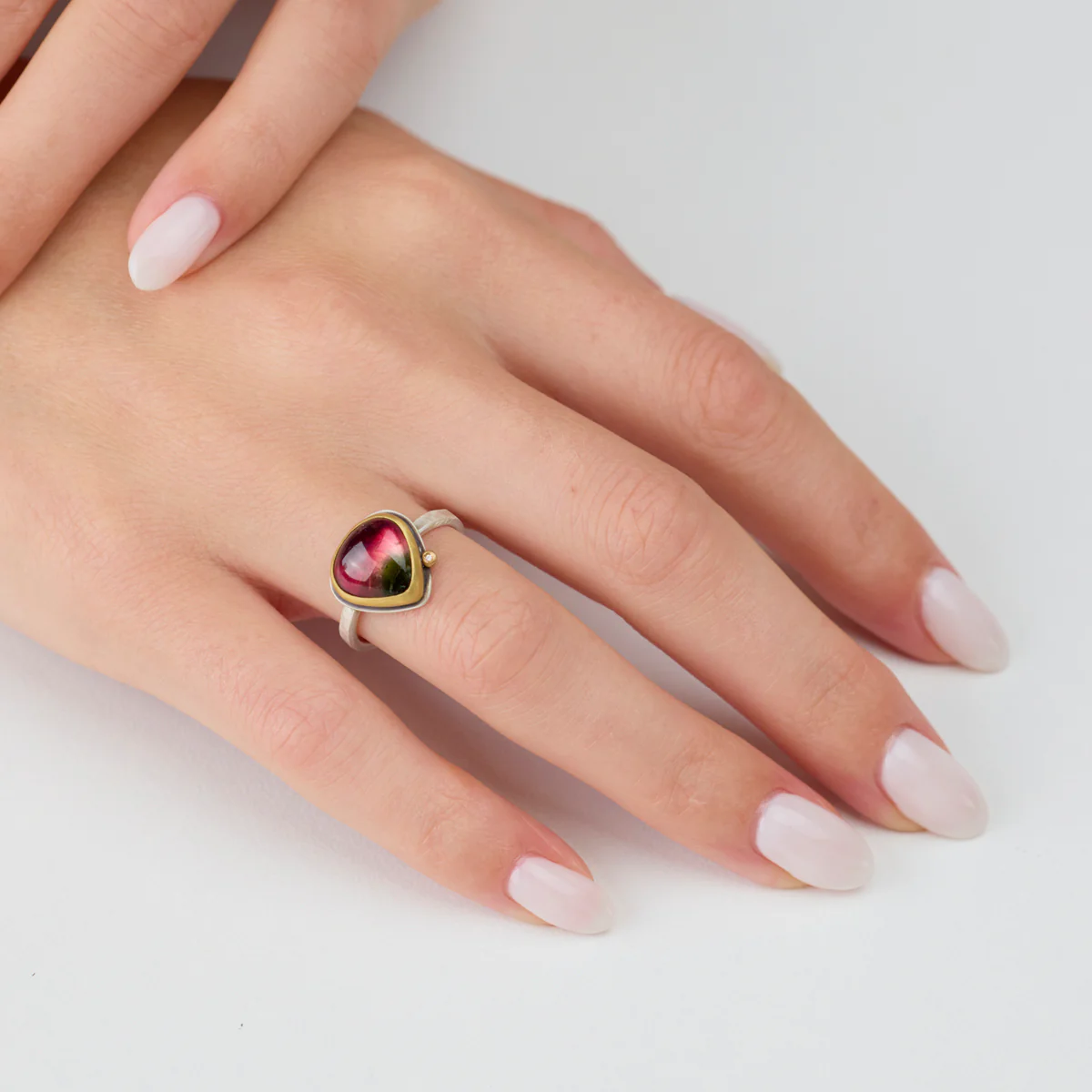 Watermelon Tourmaline Teardrop Ring - Image 2