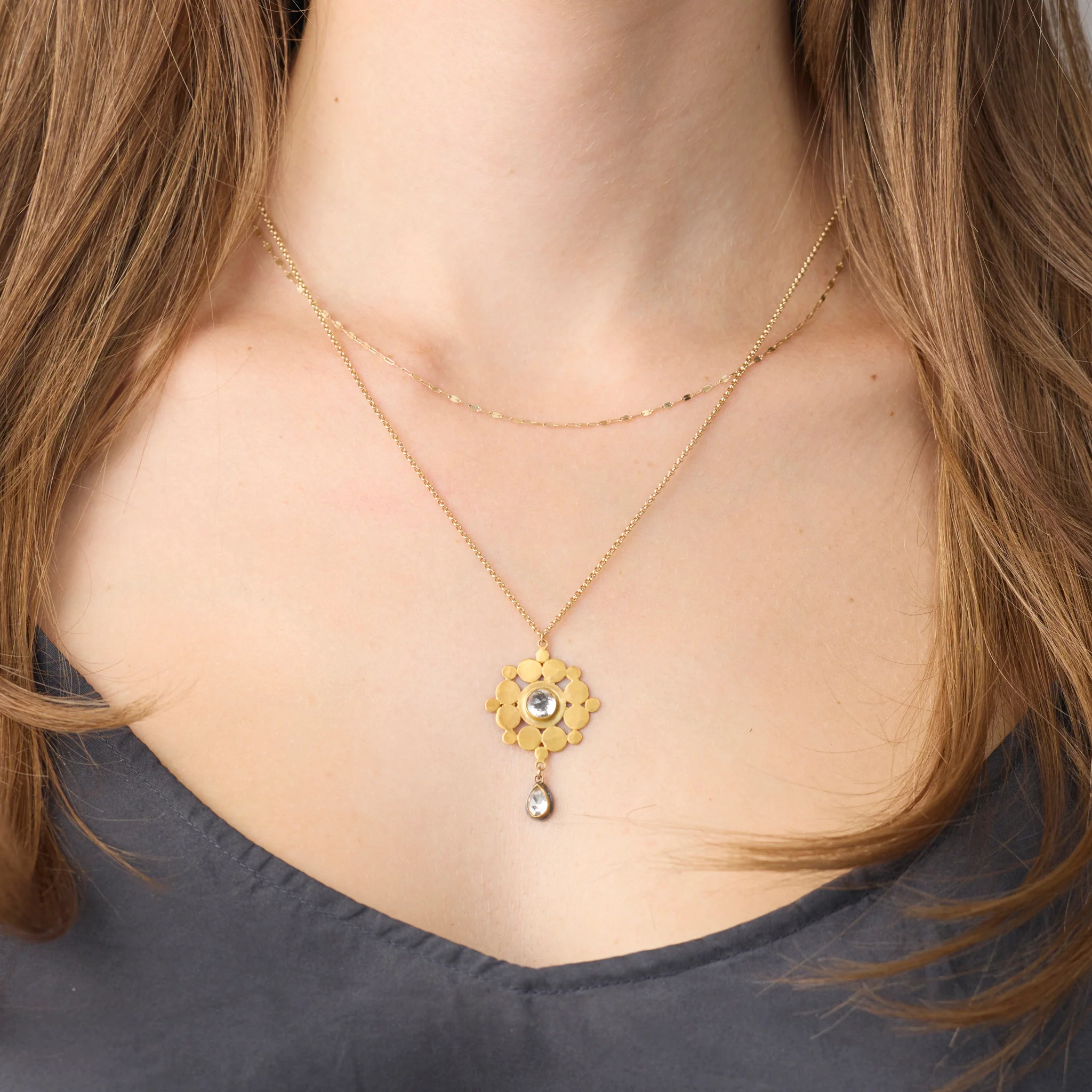 White Topaz Mandala Necklace - Image 2