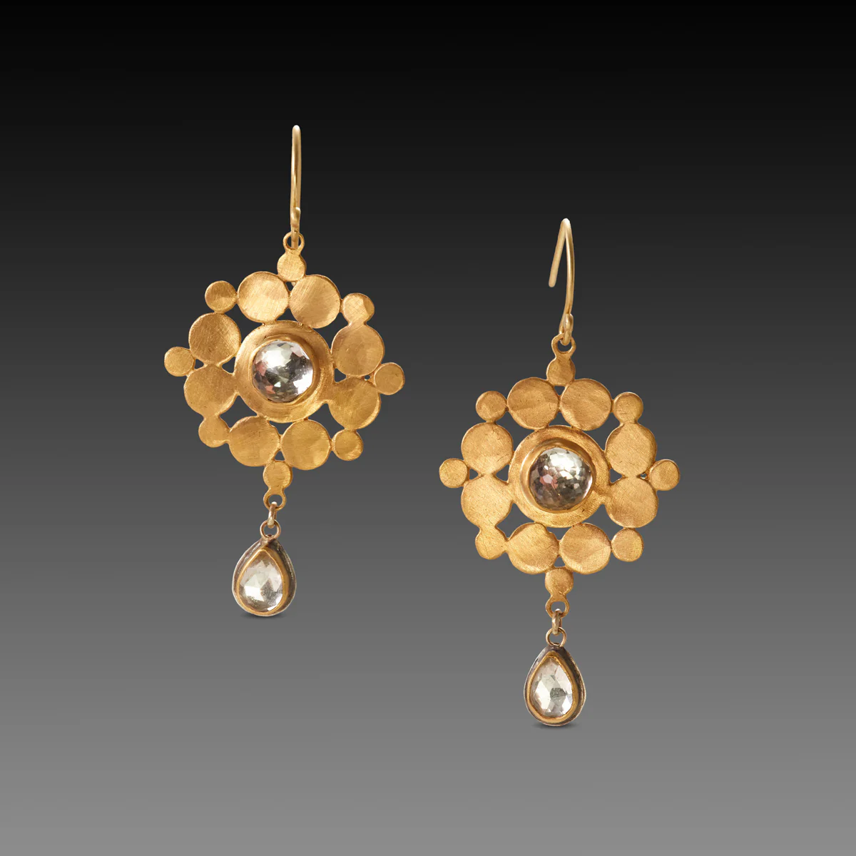 White Topaz Mandala Earrings