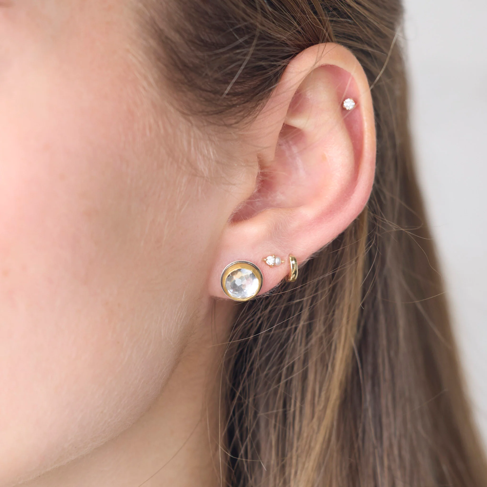 White Topaz Stud Earrings - Image 2