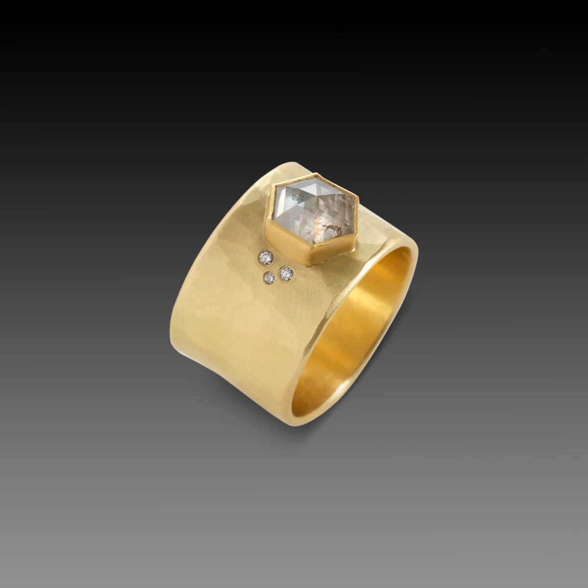 Gray Hexagon Diamond Ring - Image 3