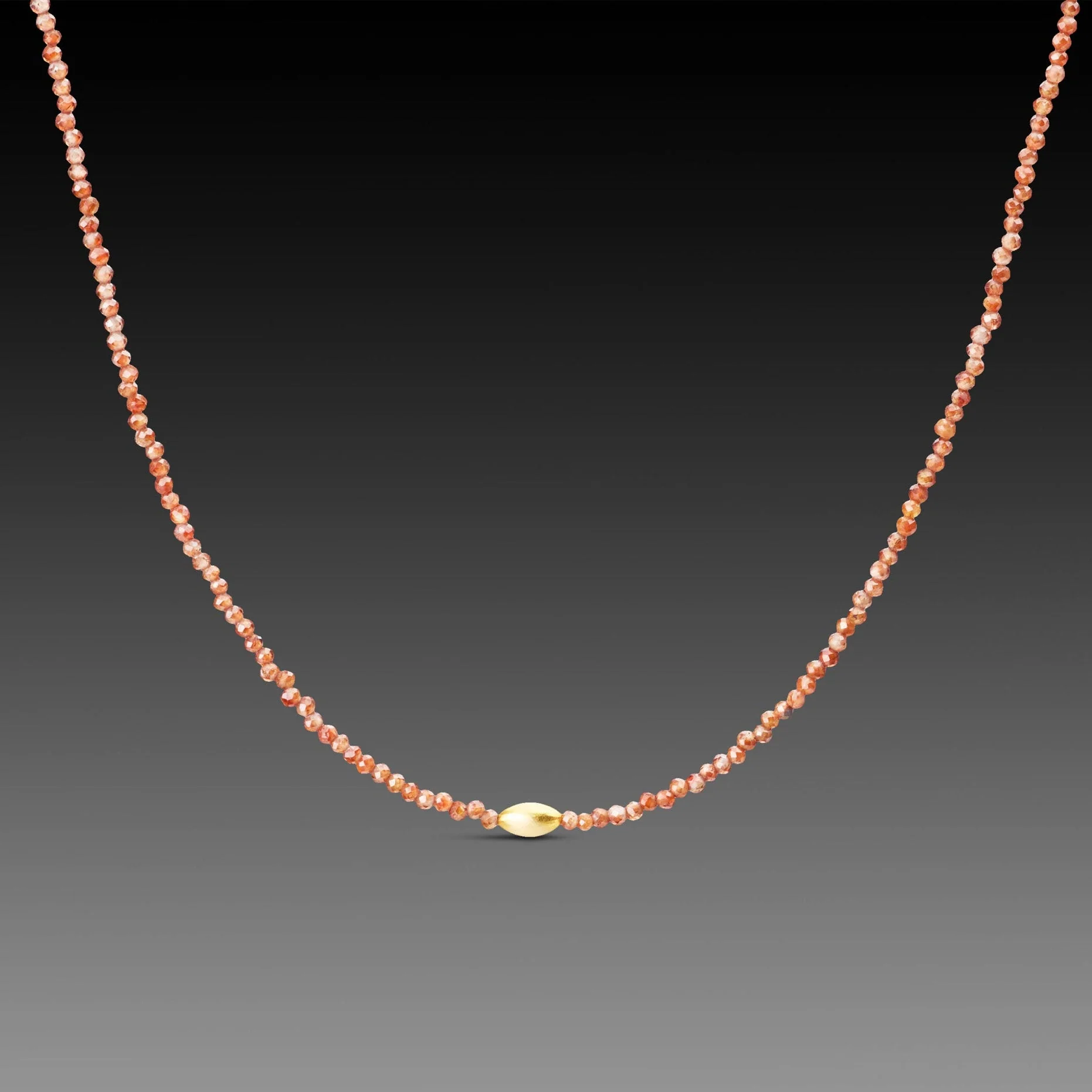 Zircon Necklace with Gold Rice Bead